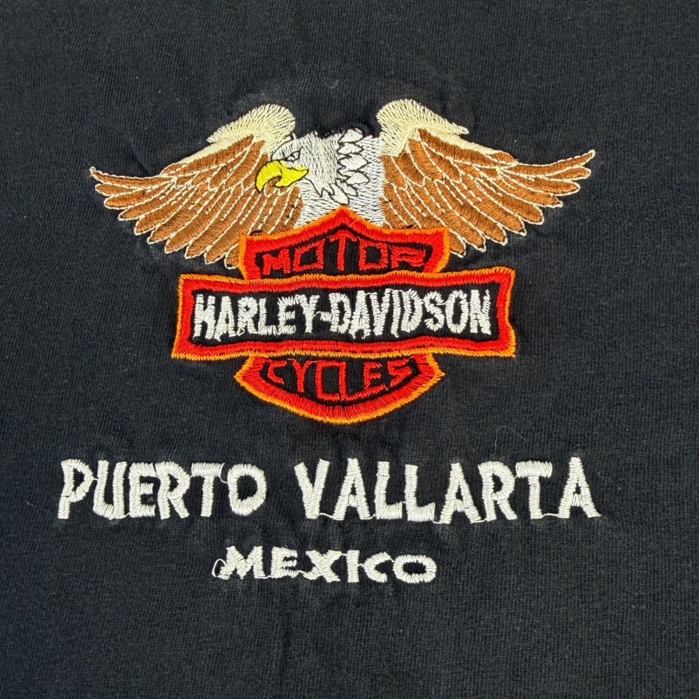 Harley-Davidson Puerto Vallarta Mexico Embroidered T-Shirt Black Mens Size M‎